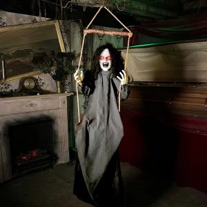 Haunted Hill Farm Zombie Bride With Pop-Up Head And Light-Up Eyes, Halloween Animatronic For Battery Operated Scary Indoor Or Covered Outdoor Halloween Decorations, Creepy Halloween Props